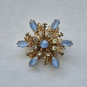Vintage Moonstone Snowflake Brooch
